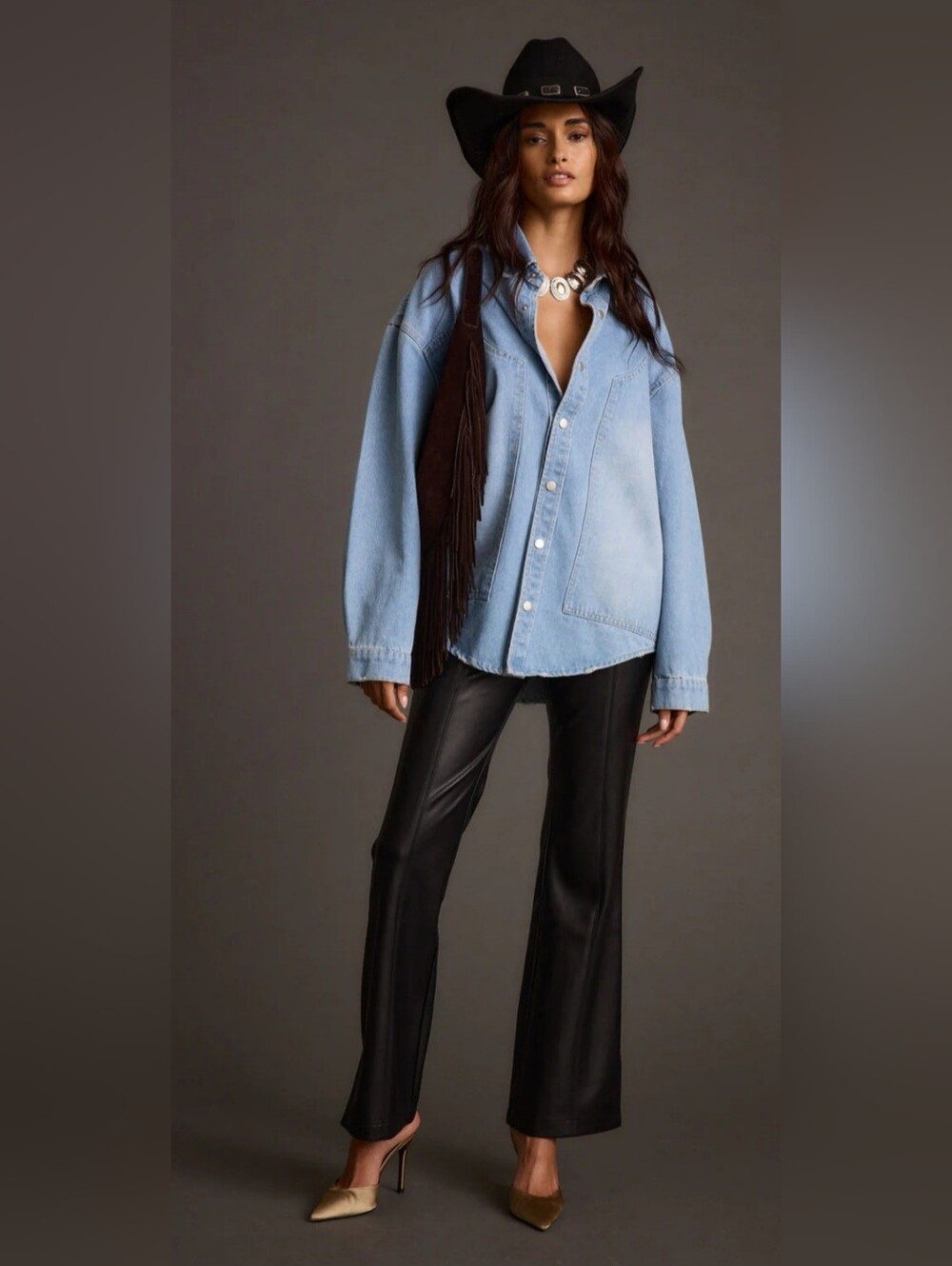 12th Tribe, Ryland Black Vegan Leather Flare Pants